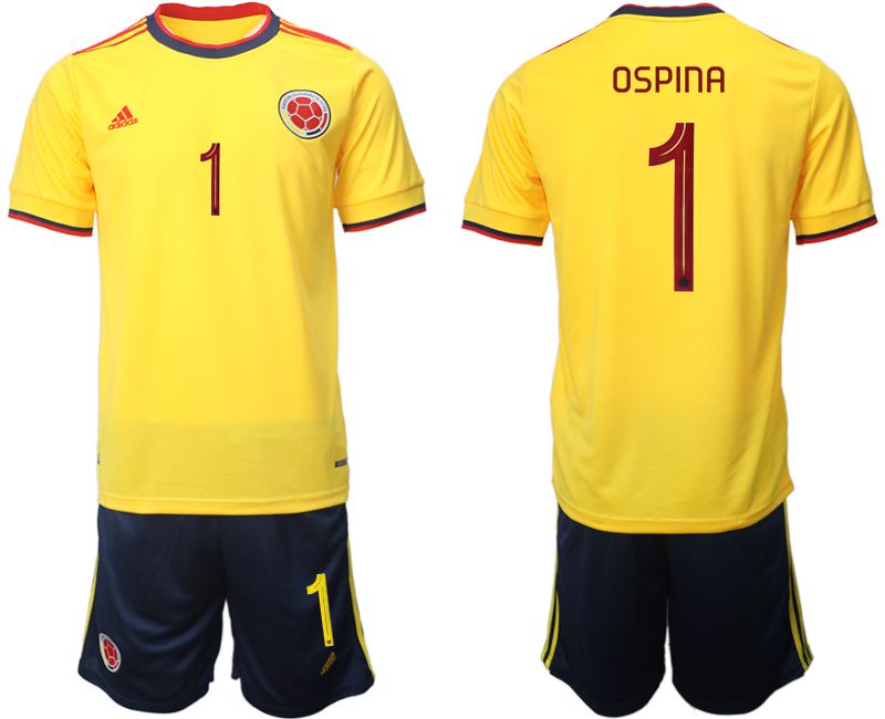 Men 2022 World Cup National Team Colombia home yellow #1 Soccer Jersey